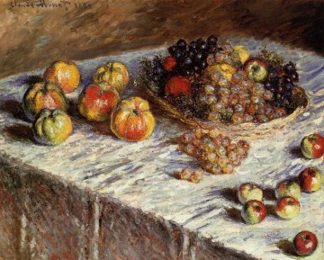 150の主題の芸術作品 Painting - 静物画 リンゴとブドウ クロード・モネ